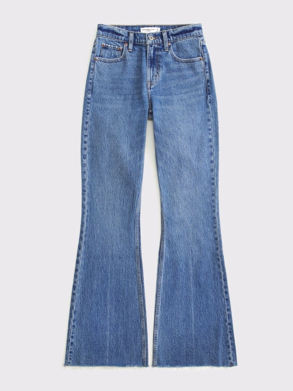 Abercrombie & Fitch Women's Curve Love  Medium Blue High-Rise Flare Jeans
